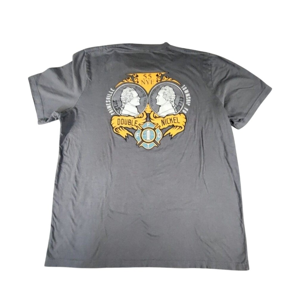 Firehouse Shirt Club Shirt Mens 2XL Gray Double Nickel FD NYE Fire Graphic Tee